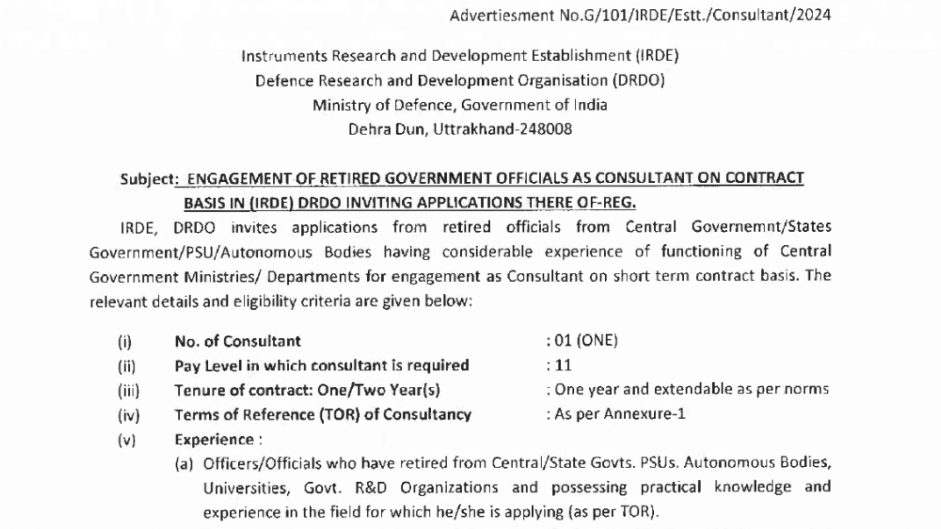 DRDO Recruitment 2024: Apply Now for Consultant Post